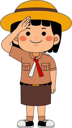 Scout girl giving salute  Illustration