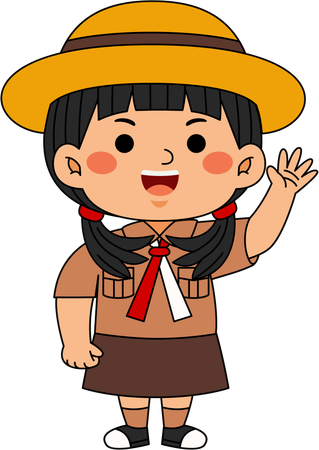 Scout girl saying hello  Illustration