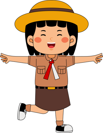 Scout girl showing hand gesture  Illustration