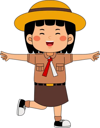 Scout girl showing hand gesture  Illustration