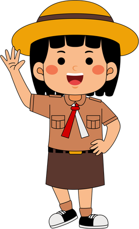 Scout girl showing hand gesture  Illustration