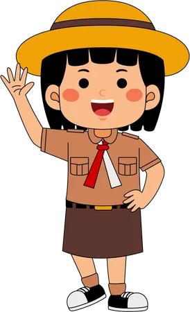 Scout girl showing hand gesture  Illustration