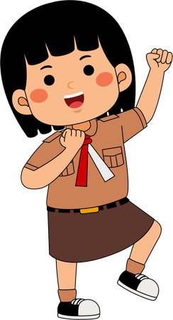 Scout girl showing hand gesture  Illustration