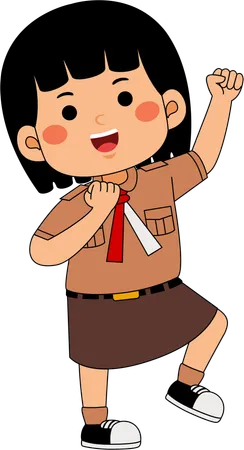 Scout girl showing hand gesture  Illustration