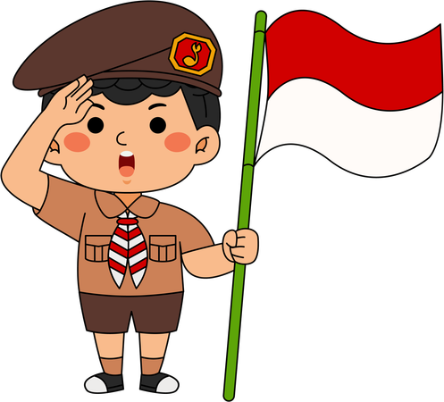 Scout Kid with flag  Illustration