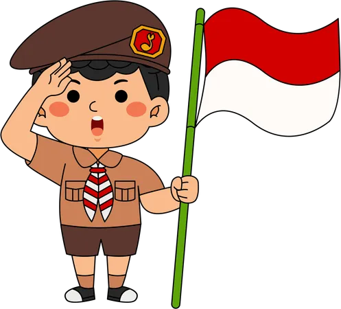 Scout Kid with flag  Illustration