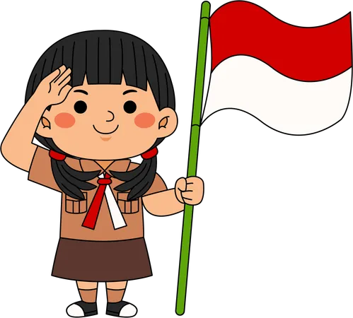 Scout Kid with flag  Illustration