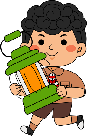 Scout kid with lantern  Illustration