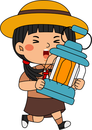 Scout kid with lantern  Illustration