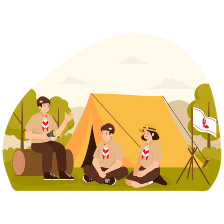 Scout Telling Stories at Camp  Illustration