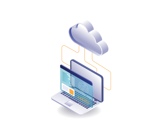 Screen server cloud data analysis  일러스트레이션