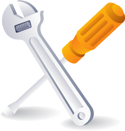 Screwdriver and wrench repair tools  イラスト