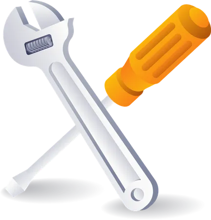 Screwdriver and wrench repair tools  イラスト