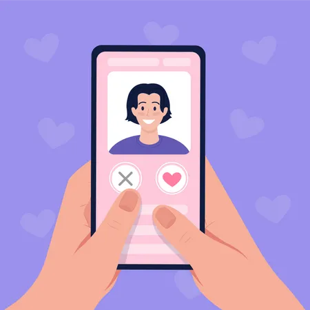 Scrolling through profiles on dating app Illustration