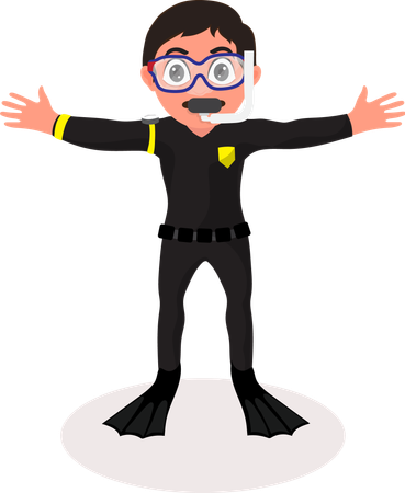 スキューバダイバーマンのキャラクター  イラスト