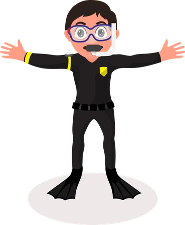 スキューバダイバーマンのキャラクター  イラスト