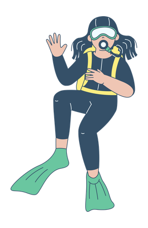 Scuba Diver Ready to Dive  Illustration