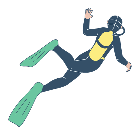 Scuba Diver Swimming  Illustration