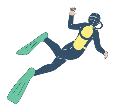 Scuba Diver Swimming  Illustration