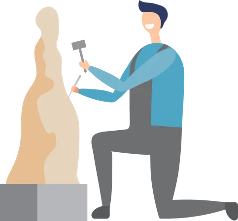 Sculptor making statue  Illustration