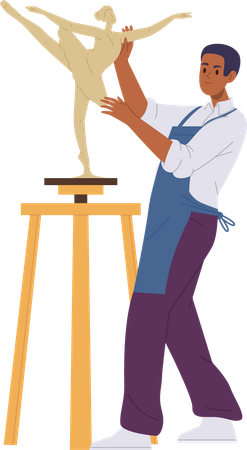 Sculptor working on ballerina sculpture Illustration