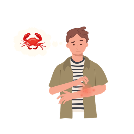 Seafood Allergy Reaction from crab  イラスト