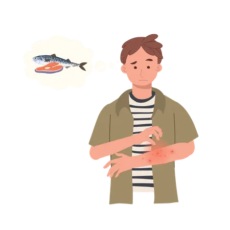 Seafood Allergy Reaction from fish  Illustration