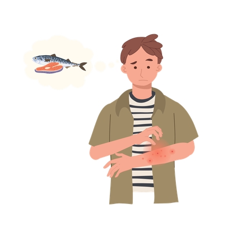 Seafood Allergy Reaction from fish  Illustration