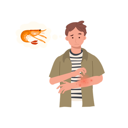 Seafood Allergy Reaction  Illustration