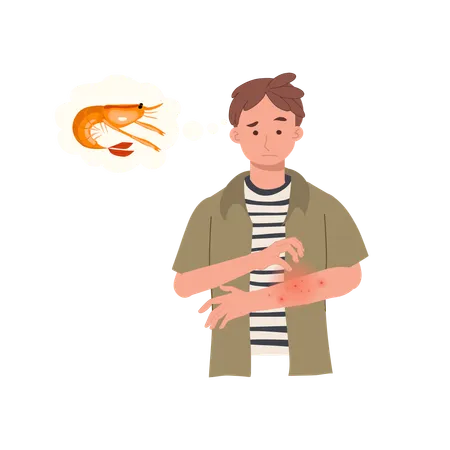 Seafood Allergy Reaction  Illustration