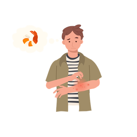 Seafood Allergy Reaction  Illustration