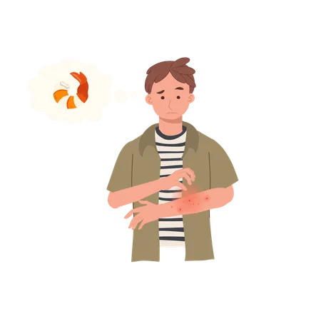 Seafood Allergy Reaction  Illustration