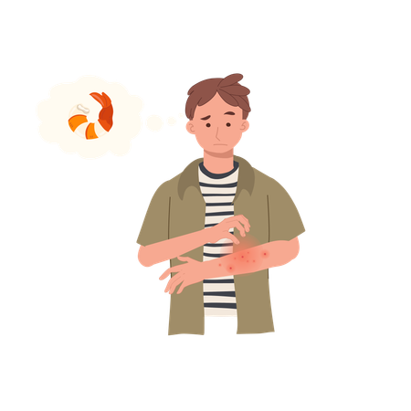 Seafood Allergy Reaction  Illustration