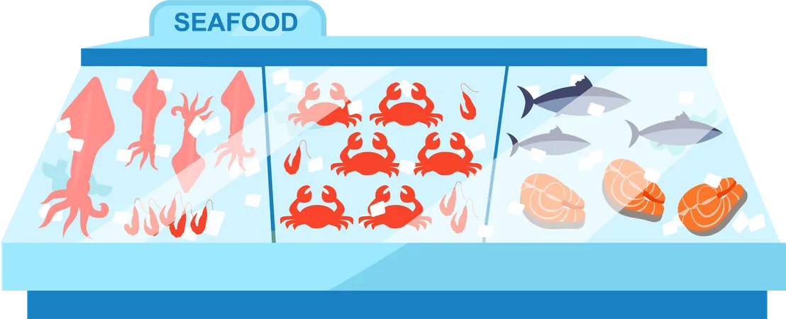 Seafood freezer Illustration