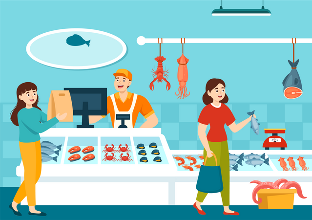 Seafood Market  Illustration