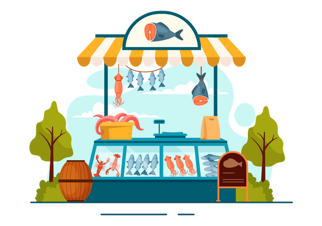 Seafood Market  Illustration