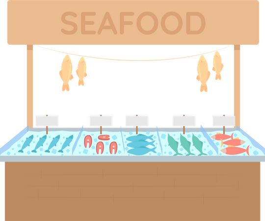 Seafood market stall  Illustration