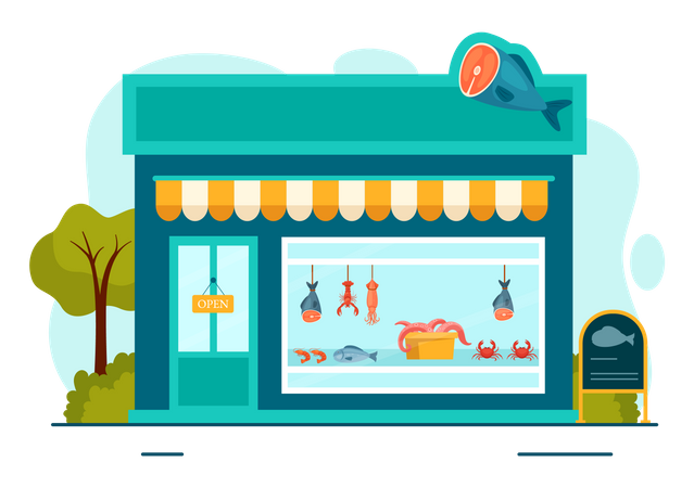 Seafood shop  Illustration