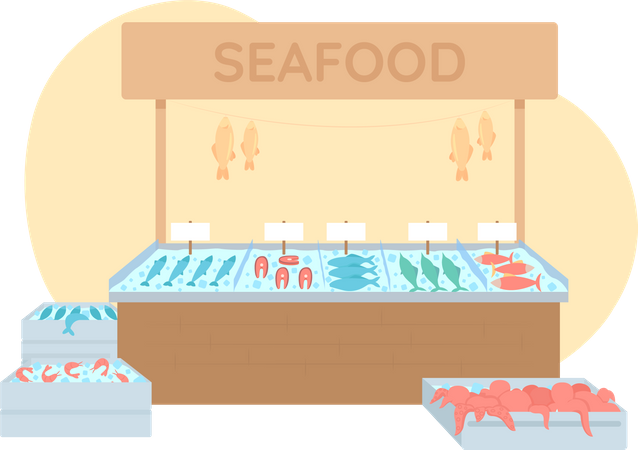 Seafood stall Illustration