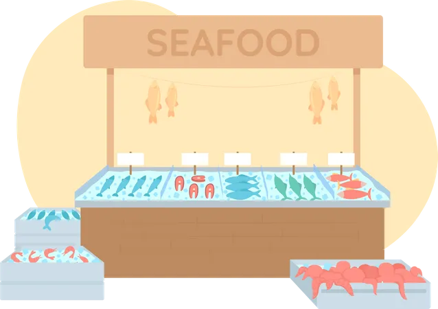 Seafood stall Illustration