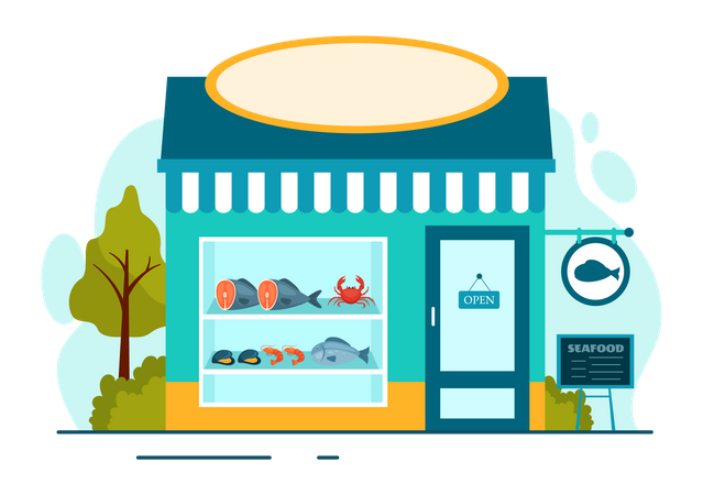 Seafood store  Illustration