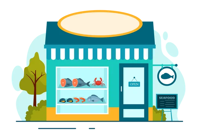 Seafood store  Illustration