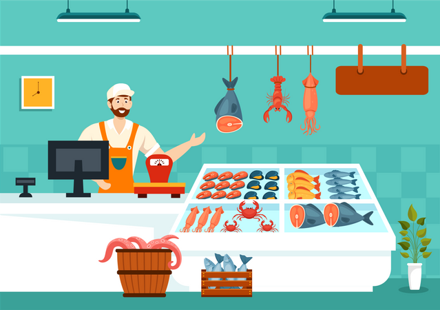 Seafood supermarket  Illustration