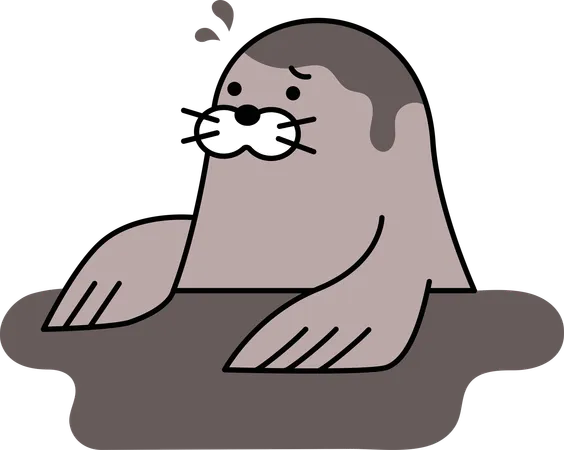 Seal suffering due to oil spills  Illustration