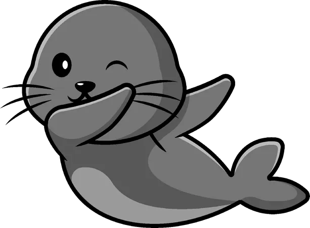 Seals Dabbing  Illustration