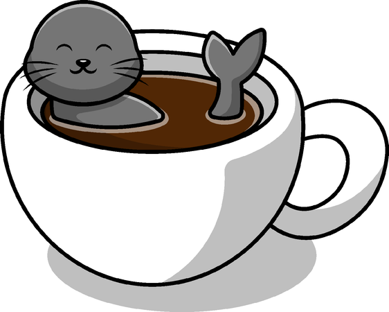 Seals On Coffee Cup  Illustration