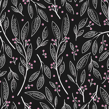 Seamless pattern design with hand drawn flowers and floral elements Illustration