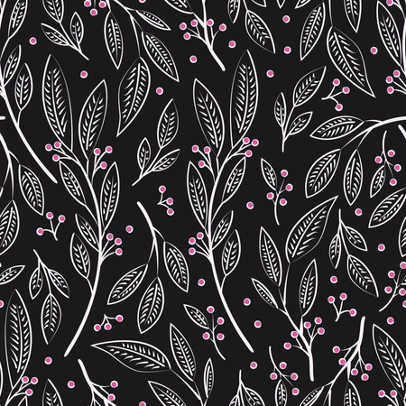 Seamless pattern design with hand drawn flowers and floral elements  Illustration