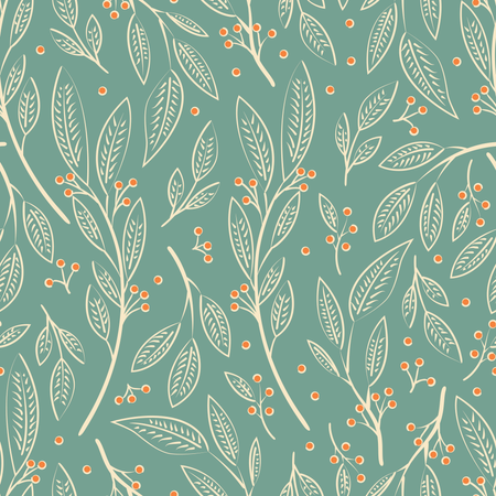 Seamless pattern design with hand drawn flowers and floral elements  Illustration