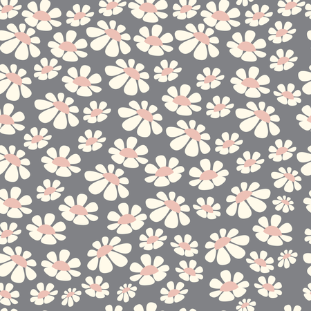 Seamless pattern design with hand drawn flowers and floral elements, vector illustration  Illustration